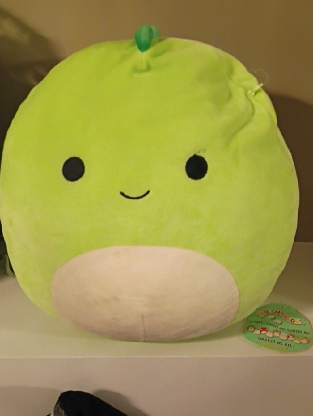 Squishmallows Lime Green Plush with Cream Belly - Smiling Round Squishy